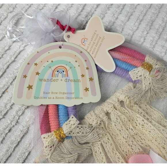 New Wander + Dream Macramé Rainbow Girls Hair Bow Holder Lace Ribbon Gift Set - Picture 3 of 7
